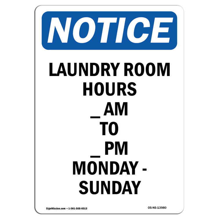 SignMission Laundry Room Hours Am to Sign Wayfair